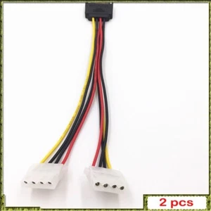 2pcs 20cm Power Extension Cable SATA 4pin Male To Molex IDE Dual Big 4pin Female - Picture 1 of 11