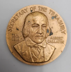 1801-1814 Albert Gallatin Secretary of the Treasury Bronze Medal Medallion Award - Picture 1 of 10