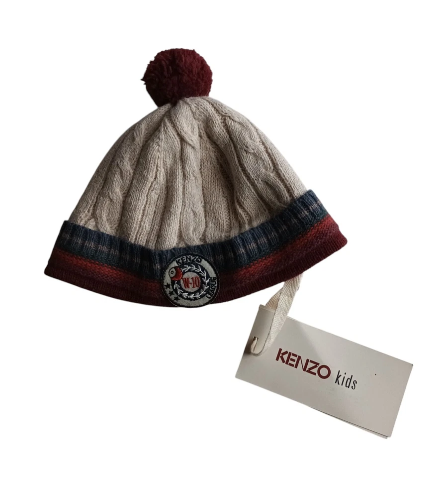 Bonnet Kenzo Kids coton enfant garçon écru  T1 neuf - Photo 1/4