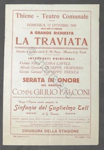 Locandina Teatro Comunale di Thiene - Opera La Traviata - Ottobre 1930 - Picture 1 of 1