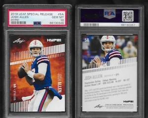 2018 JOSH ALLEN LEAF HYPE SPECIAL RELEASE ROOKIE BILLS UNIFORM PSA 10 LOW POP - Bild 1 von 2