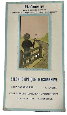 Atq Barometer Advertising Card Salon D'Optique Maisonneuve Color Change 1903 - Image 1 of 4