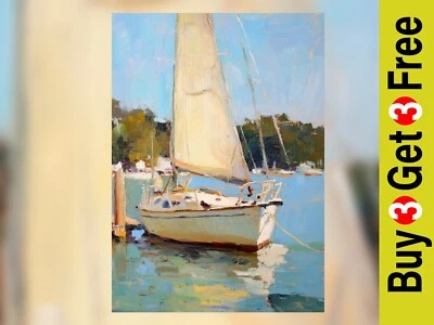 Serene Sailboat Scene 5"x7" Print on Matte Paper | Peaceful Nautical Artwork - Image 1 of 4