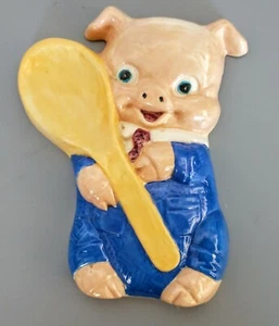 De colección Cerámica Cerdo Sostenedor Cuchara Reposapiés Estilo Años 50 Country Rústico Decoración del Hogar - Imagen 1 de 7