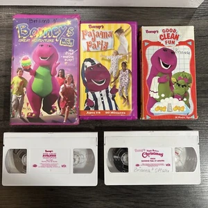 Vintage Barney VHS Lot Of 5 Videos Great Adventure Pajama Party Good Clean Fun - Picture 1 of 9