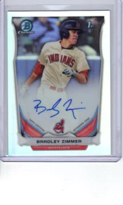 BRADLEY ZIMMER Autograph 2014 Bowman Chrome Draft Refractor Auto Indians - Picture 1 of 2