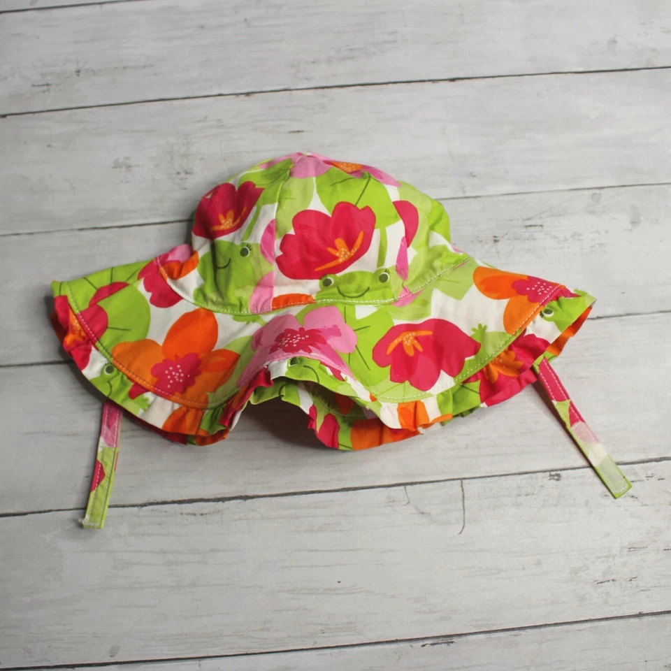 Crazy 8 девочки гибкий пляж солнца шляпа размер 2T 3T 100% хлопок подбородок ремень цветочный - Изображение 1 из 4