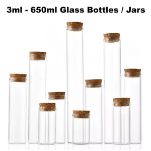 Wholesale 3ml - 650ml Small Clear Glass Bottles Tiny Wide Opening Jars with Cork - Bild 1 von 59