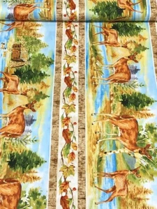 Deer Meadow Cotton Fabric Wilmington Cabin In Woods Wilderness By the Yard - Picture 1 of 2
