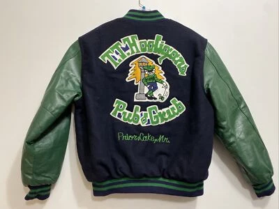 Chaqueta Universitaria Holloway T.J.Hooligans De Colección Para Hombres XL EE. UU. Pub & Grub Lana Cuero Foto 1 de 4