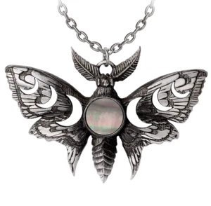 Alchemy Gothic Lunar Actias Moth Pendant Crescent Moons Pagan Necklace Goth P974 - Picture 1 of 5