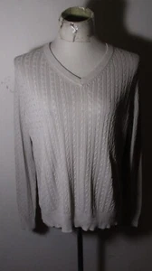 EVELYN & ARTHUR Gray 100% Silk Cable Knit Sweater Top Size XL - Bild 1 von 6
