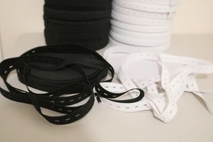 10 YARDS BLACK / WHITE BUTTONHOLE ELASTIC 3/4'' - Bild 1 von 7