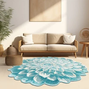 Flowers Hand Carved Floral Rose Novelty Thick Round Rug Design 303 - Picture 1 of 63