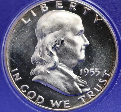 1955 Silver Proof Set with silver Cameo Franklin half, Washington qtr & dime. - Image 1 of 4