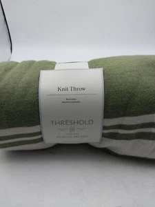 Threshold Designed With Studio McGee Knit Throw Green/White Stripe 50in x 60in - Picture 1 of 7