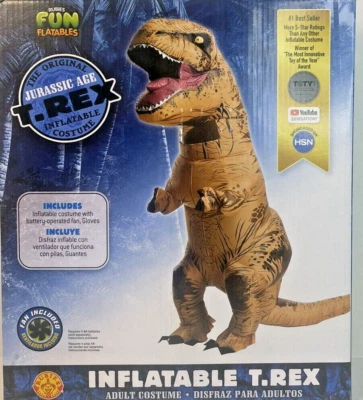 Adult Inflatable T-Rex Costume Jurassic Age One Size Halloween NEW Hilarious - Image 1 of 4