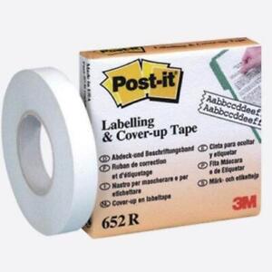 Post-it 652R 8.42 mm x 17.7 m 2-Lines Width Cover-Up and Labelling Tape - White 