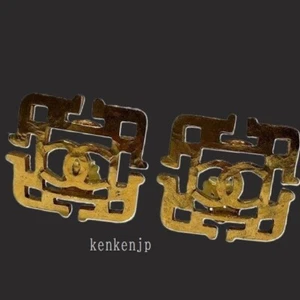 CHANEL Earrings AUTH COCO CC kenkenjp Logo Gold Medal Square Vintage Rare Clip - Picture 1 of 18