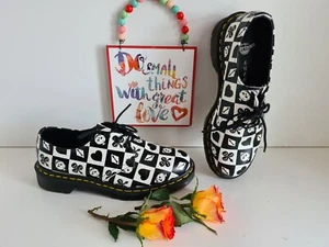 Dr Martens 1461 playing cards egret 3 hole black white shoes UK4 EU37 US6 - Picture 1 of 9