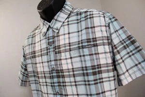Eddie Bauer Hiking Button Up Shirt Plaid Wicking Short Sleeve Mens Size Large - Picture 1 of 10
