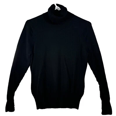 Venus Black Turtleneck Sweater Women's M 100% Cotton Soft Stretchy Pullover Top - Image 1 of 4