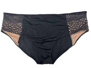 ELOMI Black Indie Crochet Mid Rise Brief Bikini Swim Bottom, US 20, NWOT - Picture 1 of 1
