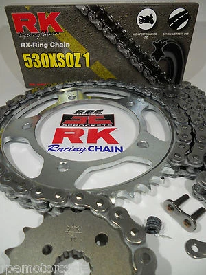 KIT CADENA Y PIÑONES ACELERACIÓN RÁPIDA RK530XSO QA YAMAHA YZF-R1 2004 2005  Foto 1 de 4