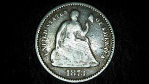 1873 - Sitzende Freiheit Silber Half Dime, 5c #535 - Bild 1 von 6