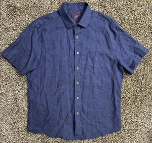 Camisa UNTUCKit Para Hombre Mediana Azul Marino Con Botones Informal Verano 100% Lino - Imagen 1 de 12