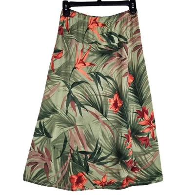 Maxi Falda Bechamel Estampado Tropical Para Mujer Talla S Verde Naranja Floral Foto 1 de 4