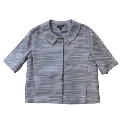 Chaqueta Bolero Formal Ann Taylor Mujer Tweed Rayas M Gris Metálico/Lavanda Foto 1 de 4