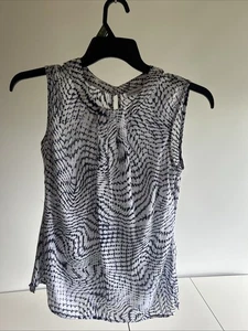 Camicetta senza maniche Liz Claiborne donna bianca stampa taglia S - Foto 1 di 5