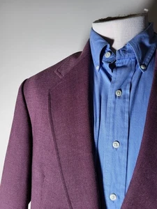 46R Croft & Barrow Purple Hopsack Wool Tweed Gold Button Blazer Jacket SportCoat - Picture 1 of 8