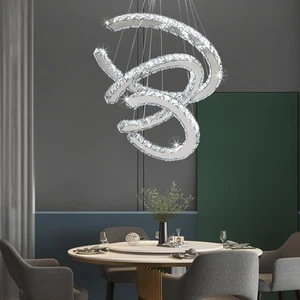 Finktonglan Modern Crystal Chandeliers 3C Rings Led Pendant Lamp - Picture 1 of 8