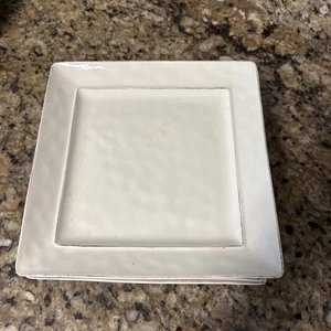 Pier 1 MARTILLO Off WHITE Square Dinner plate set of -5 Retired 10 3/8 In VGUC - Picture 1 of 5