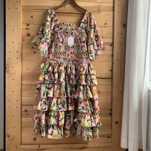 NEW Ivy City Co 1x Harmony Dress In Tropical Ruffles Stretch Cotton Mommy And Me - Picture 1 of 9