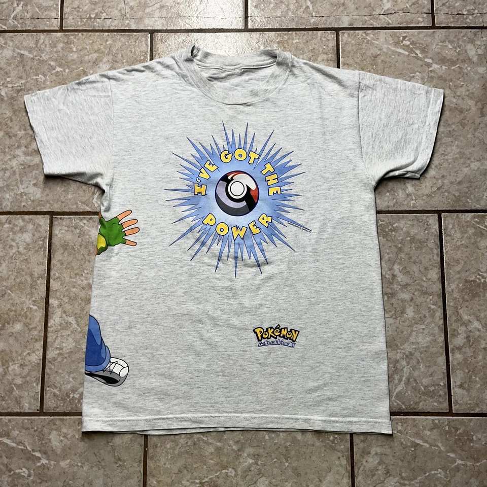 Vintage 1999 Pokemon Pokeball Ash T Shirt I've Got the Power All Over Youth XL - Image 1 of 4