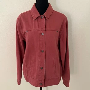 Chaqueta de mezclilla J.Jill para mujer color óxido mezcla de lino botón delantero talla MT - Imagen 1 de 7