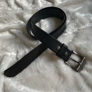 Levi's Sólido Negro Plata Hebilla Pesado Cuero Genuino Cinturón Hombre 36 - Imagen 1 de 9