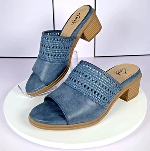 Cliffs By White Mountain Womens Corley Slides Sandals Dark Blue Block Heel,9 NEW - Picture 1 of 14
