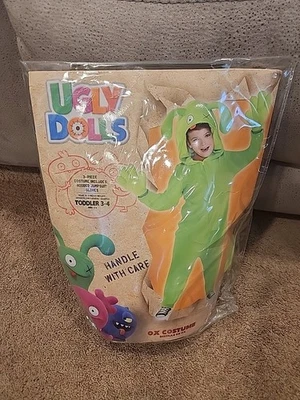 Ugly Dolls OX 3 Piece Green Halloween Costume Child Medium 8-10, Jumpsuit Gloves - Image 1 of 4