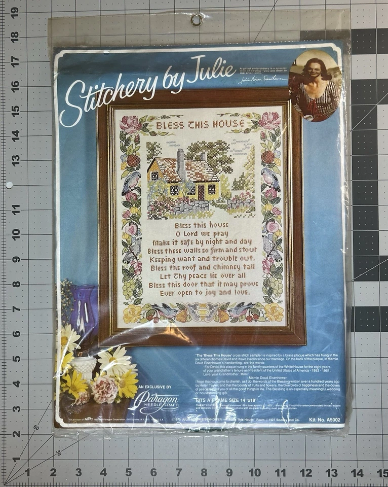 Paragon Stitchery by Julie Stamped Cross Stitch Kit BLESS THIS HOUSE on Linen - Image 1 of 4
