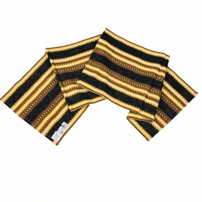 Canyon Black Brown Golden Yellow Striped Cotton Ribbed 54" Table Runner  - Image 1 of 2
