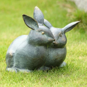 Snuggling Bunnies Key Box Garden Sculpture Rabbit Statue Hide ~ SPI Home 34039 - Picture 1 of 2