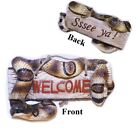 Rattlesnake Welcome Sign Sculpture Mini Table Top Carving figurines 11 X 6.3
