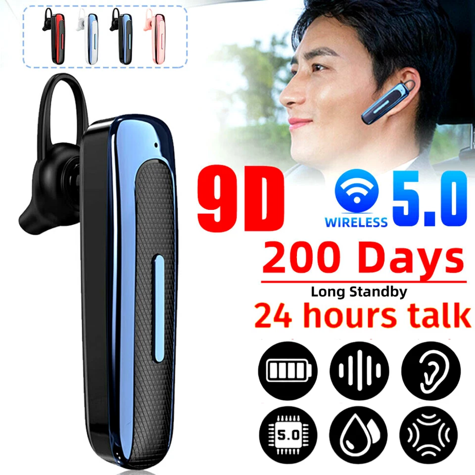 Bluetooth 5.0 Earpiece Driving Trucker Wireless Headset Earbuds Noise Cancelling - Image 1 of 4