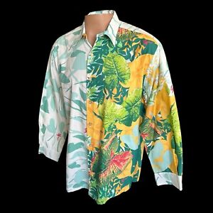 Mamo Howell Full Button Front Hawaiian shirt Long Sleeve Fits Large-XL