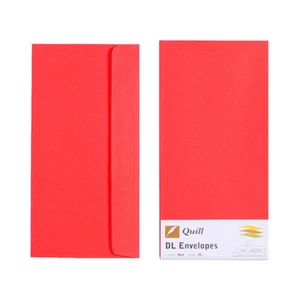 25 x Quill Red Quality Plainface DL Envelopes - Peel & Seal - Pack of 25 - Bild 1 von 2