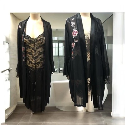 California/Wacoal, Woman, 2 Pijama Robe Set,Black,Cotton-Polyester,Rayon,Sz XL.! - Изображение 1 из 4